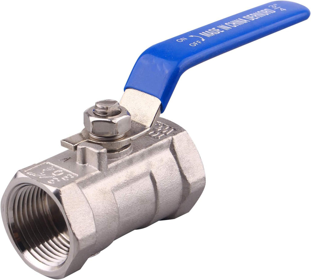 DERNORD Stainless Steel Ball Valve 1PC Type NPT Standard Port for Water, Oil, and Gas (3/4 Inch Ball Valve)