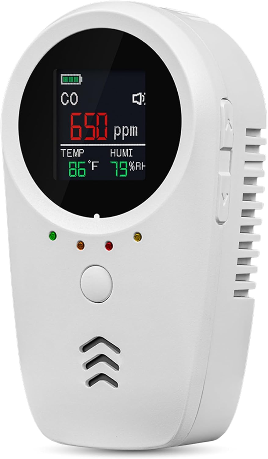 Rechargeable 5-in-1 Carbon Monoxide & Natural Gas Detectors with Temperature/Humidity LCD Display & 2000mAh Lithium-ion Battery, Portable Plug in Co Detector for Home Travel RV Essentials, 1PCS