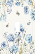 Decorative Light Switch Cover Blue Floral Hydrangea Plants 1 Gang Single Toggle Decorator Outlet Wall Plate Device Electrical Faceplate Switchplates for Bedroom Home Decor