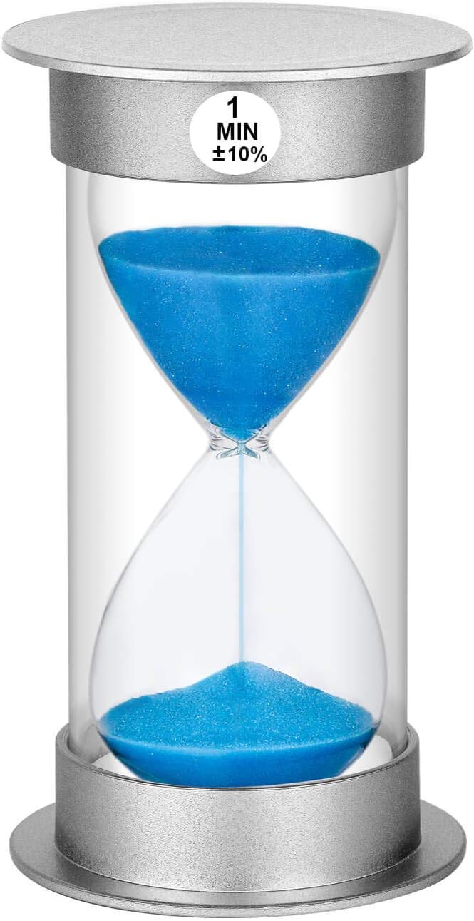Sand Timer 1 Minute Hourglass Timer, Plastic Sand Watch 1 Minute, Small Sand Clock one Minute, Hour Glass Sandglass Timer for Kids, Games, Decoration, Classroom, Kitchen, (1 Min, Blue Sand)