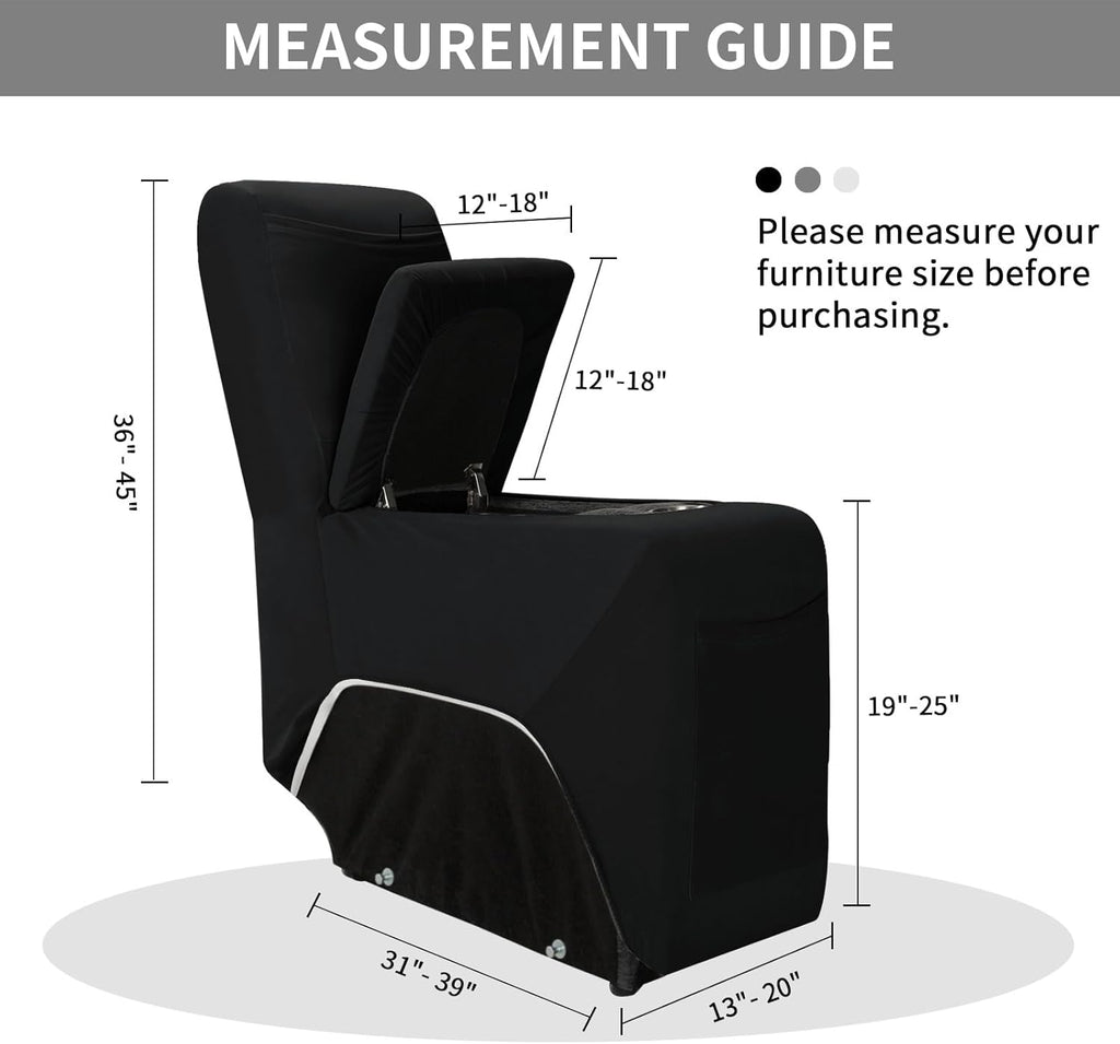 Easy-Going 100% Waterproof Recliner Console Cover, Stretch Middle Console Couch Covers for Reclining Sofas, Sectional L-Shape Furniture Protector for Kids & Pets, 1 Console Cover, Black