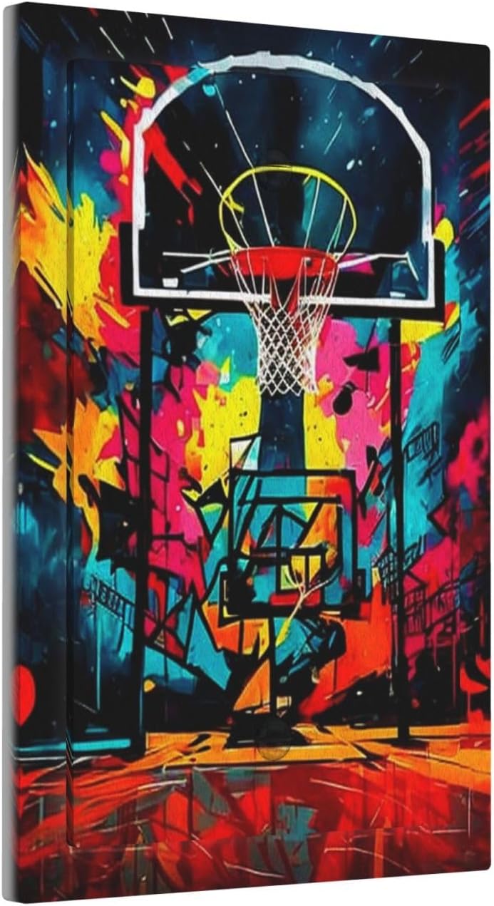 Decorative Light Switch Plate Covers Colorful Graffiti Basketball Sport Basket Hippie 1 Gang No Device Single Blank Outlet Covers Wall Plate Light Switch Cover Plate Faceplate for Home Decor