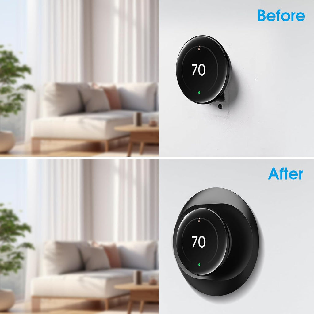 CaseBot Wall Plate Cover Compatible with Google Nest Learning Thermostat (4th Gen), Practical Nest Thermostat Trim Kit, with Temperature Sensor Holder, Easy Installation (Matte Black)