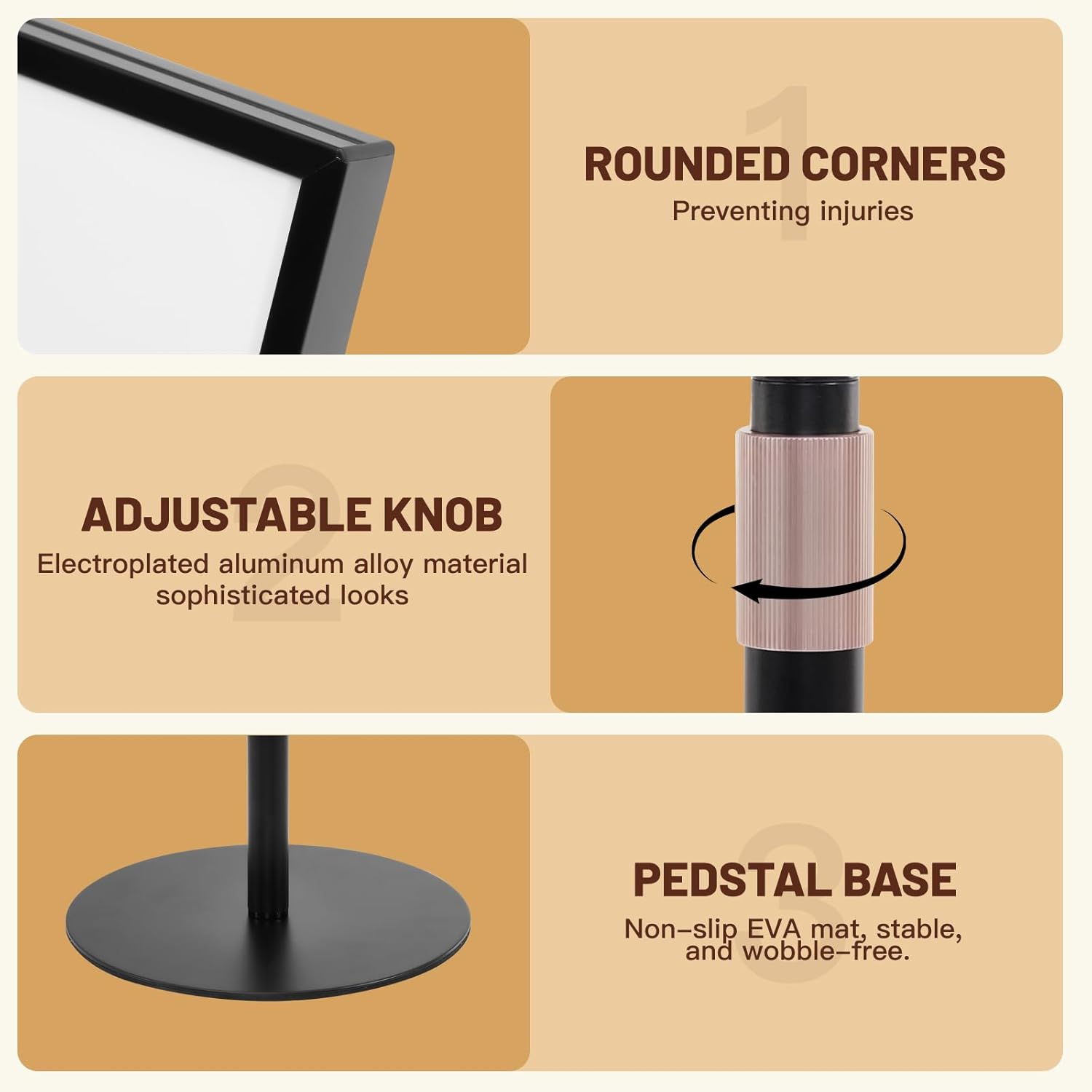 Sign Holder Stand 8.5x11 inch - Flip Open Pedestal Floor Standing Sign Holder, Adjustable Versatile Sign Stands for Display, Floor Sign Holder with Easy Replacement for Events and Promotions (2 PACK)