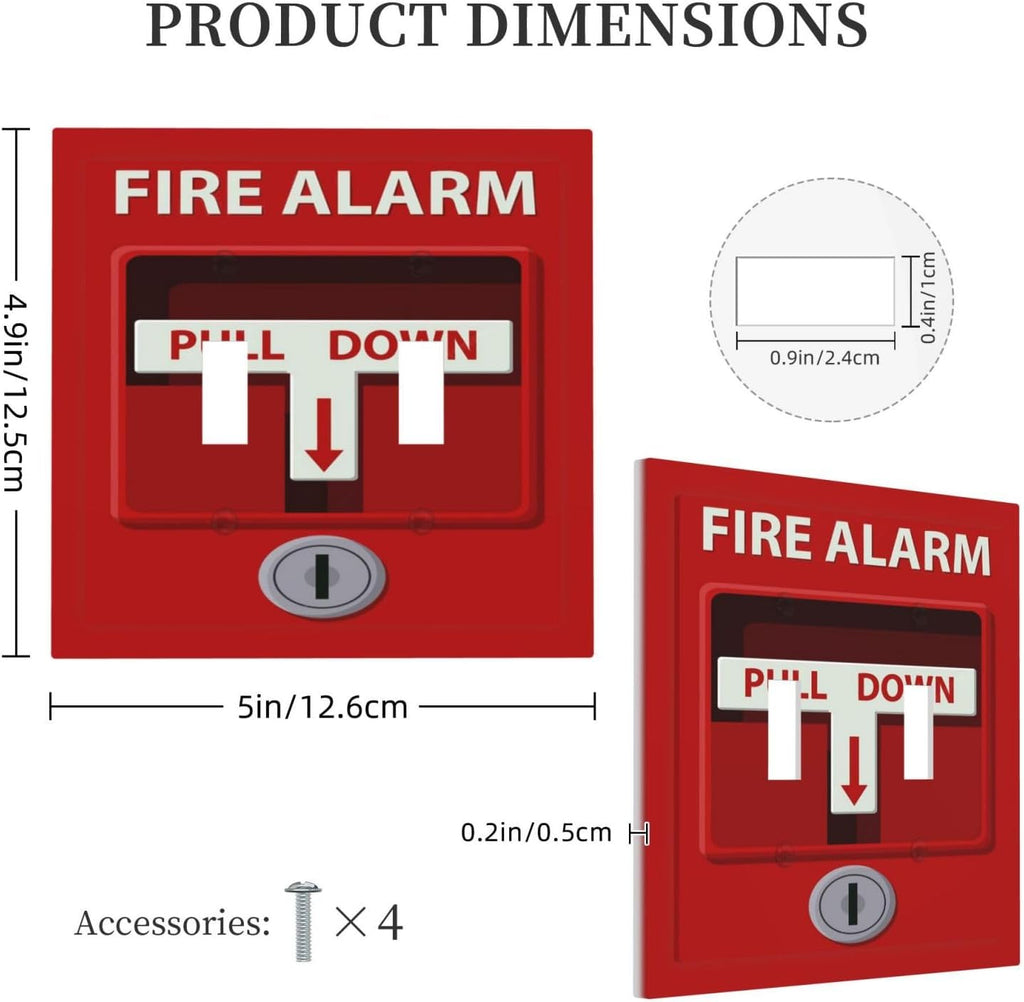Decorative Light Switch Plate Covers Red Fire Alarm Novelty 2 Gang Wall Plate Double Toggle Switch Cover Plate Electric Dual Device Electrical Faceplate for Bedroom Office Bathroom Decor