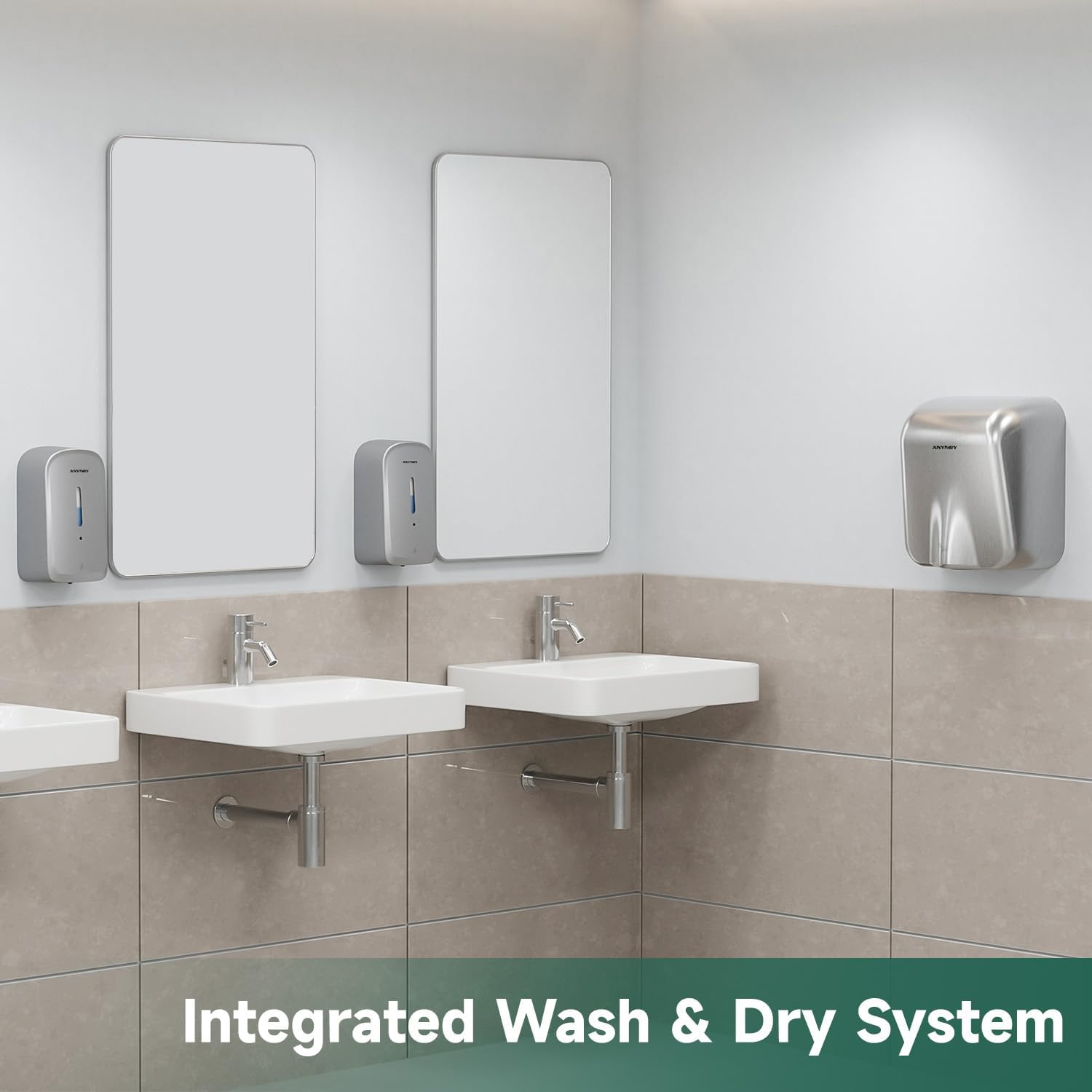 Commercial Automatic Soap Dispenser Large 34oz/1000ml Capacity Wall-Mounted Touchless Liquid Dispenser for High-Traffic Restrooms, Offices, Hospitals Model AD1220S Silver