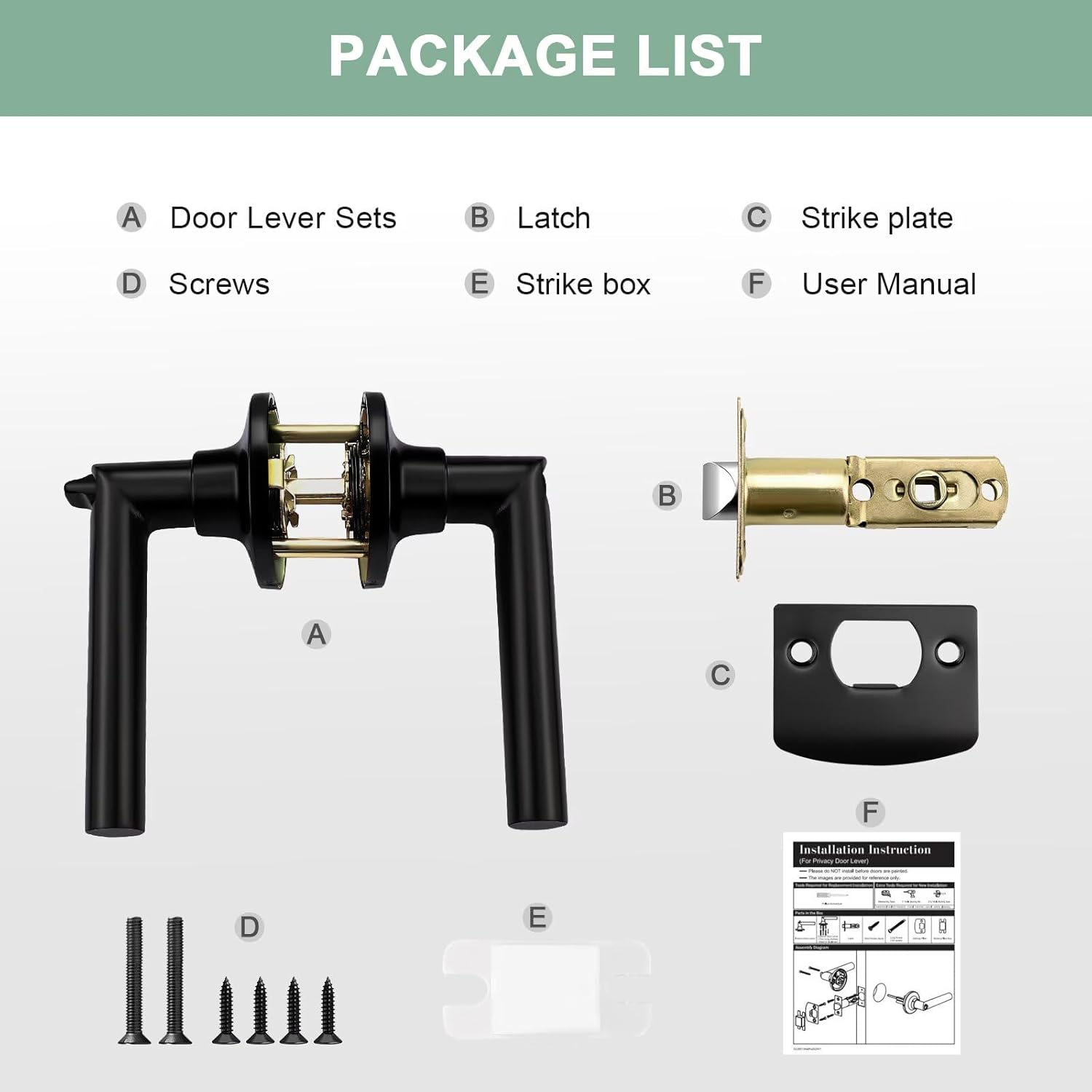 GOBEKOR 10 Pack Matte Black Door Handles Privacy Door Levers with Lock,Heavy Duty Interior Door Handles for Bedroom and Bathroom,Sleek Round Door Lever with No Key