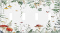 Light Switch Covers Sage Plant Red Mushroom Butterfly Wild Flower Quad Toggle Electrical Faceplate 4 Gang Wall Plate Decorative Switch Plates For Bed Room Kids Room Decor