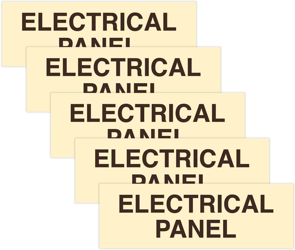 All Quality Basic Electrical Panel Sign - Fire Regulation Safety Compliance Sign - Ivory/Dark Brown - Large (5 Pack)