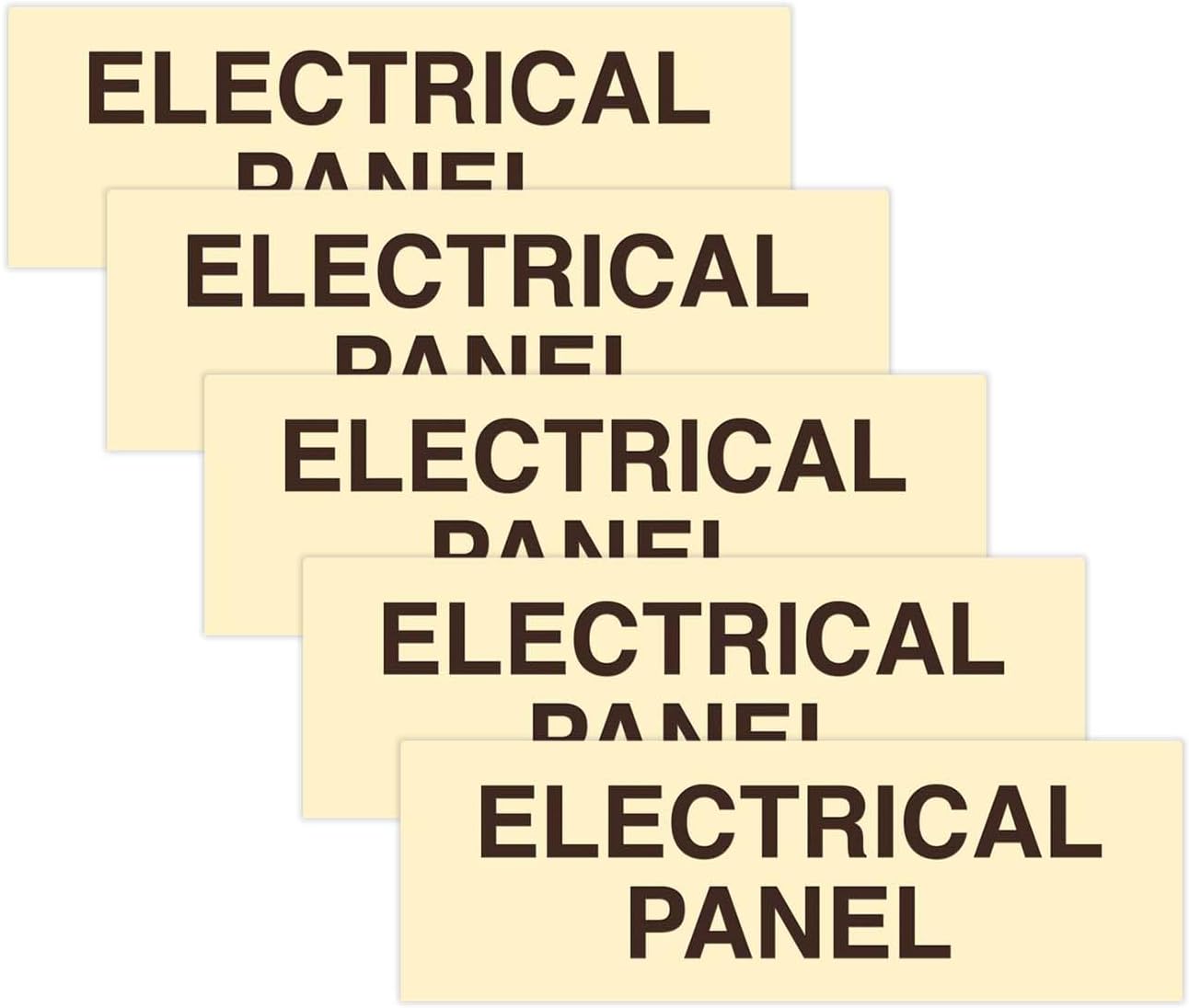All Quality Basic Electrical Panel Sign - Fire Regulation Safety Compliance Sign - Ivory/Dark Brown - Small (5 Pack)