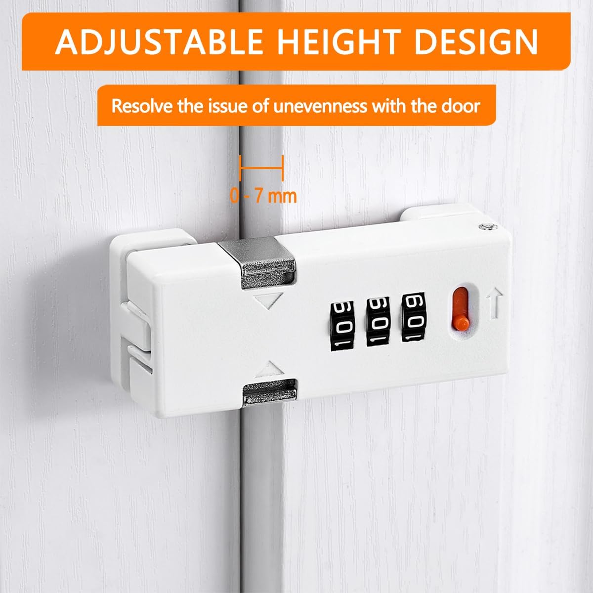 Cabinet Lock，Barn Door Latches,3-Digit Combination Security Locks,Combination Security Lock,for Office File Cabinet,Drawers,Locker,Small Door,Cupboard (1, White_180 Degree)