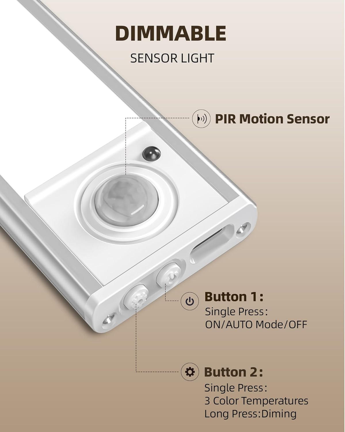 6Pack 16inch Under Cabinet Lighting, Rechargeable Motion Sensor Light Wireless Indoor, Dimmable 3 Color Temps Closet Lights with Remote, Under Counter LED Lights for Kitchen, Stairs