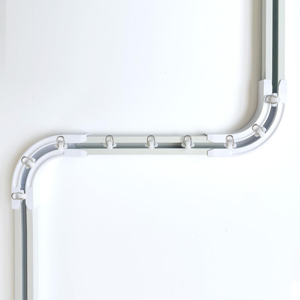 90 Curved Connectors - Ceiling Mount/Wall Mount Curtain Tracks, White 2 Pack