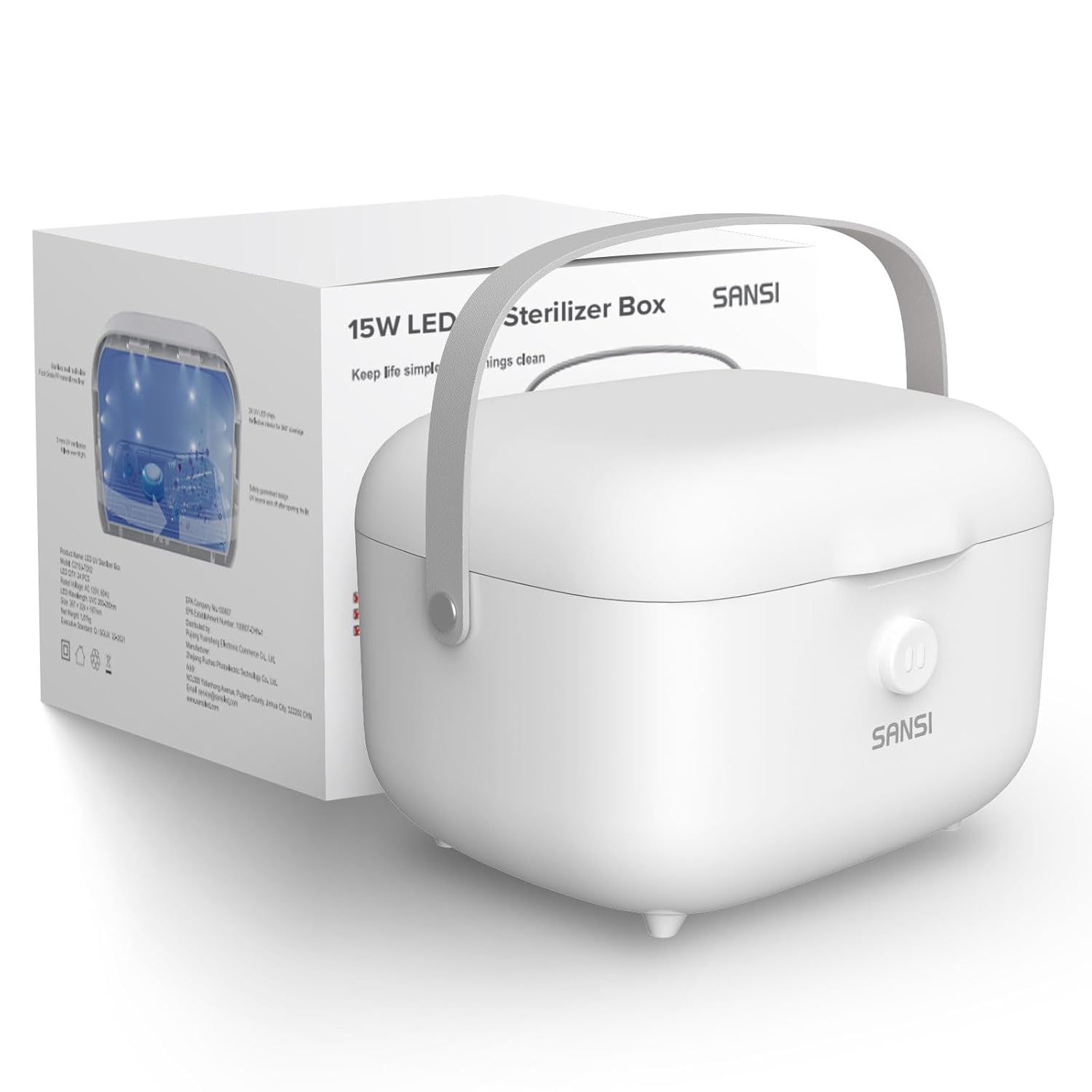 SANSI 15W UV Light Sanitizer Box with 360° UVC Chips, Sanitizes in 5 Minutes 5.1L Large Capacity Sanitizer for Baby & The Whole Family