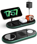 2025 Upgraded 3 in 1 Charging Station for Apple Devices, Fast Magnetic Mag-Safe Wireless Charger Stand for iPhone 16/15/14/13/12 Series & Apple Watch 1-9/Ultra & AirPods Pro (Forest Green)