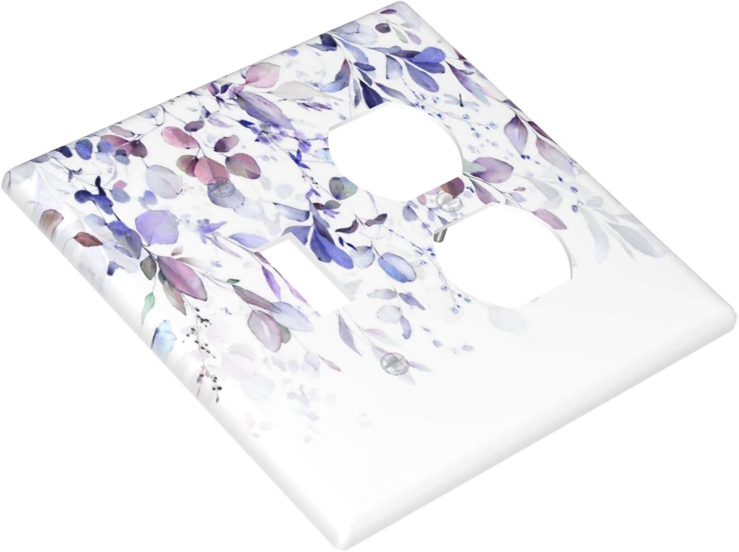 Purple Eucalyptus Watercolor Floral Rustic Leaf Wallplates 1 Toggle 1 Duplex Switch Plate Electrical GFCI Faceplate Decorative Light Switch Covers for Farmhouse Home Decor