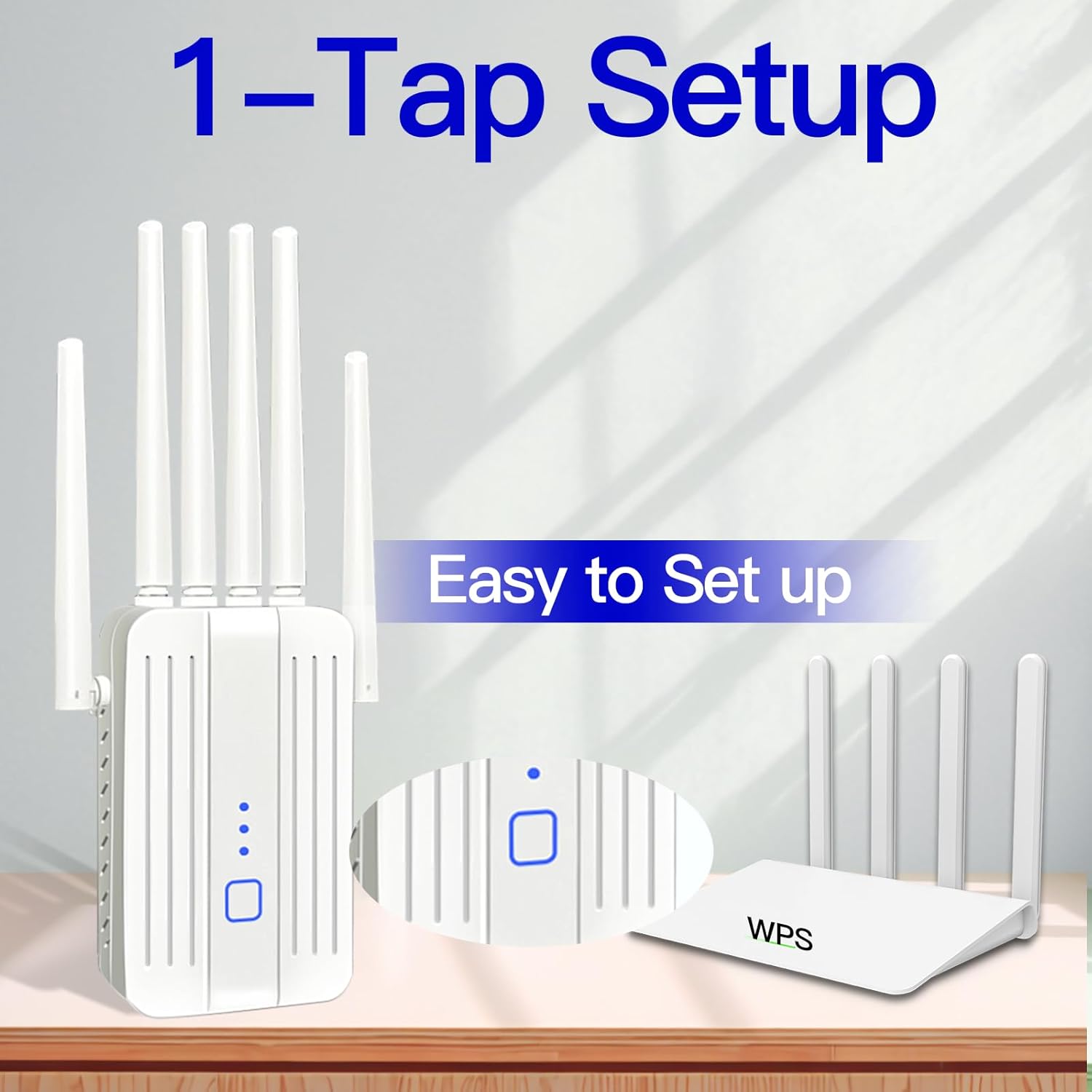 WiFi Extender Signal Booster with 6 Antennas, WiFi Extender with Ethernet Port, WiFi Booster Up to 10000 Sq.ft, WiFi Repeater, More Devices, Internet Extender WiFi Booster for Home, White