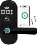 Keyless Entry Door Lock with Handle, Smart Fingerprint Deadbolt, APP Control & Keypad Password Unlock for Front Door, Home, Apartment