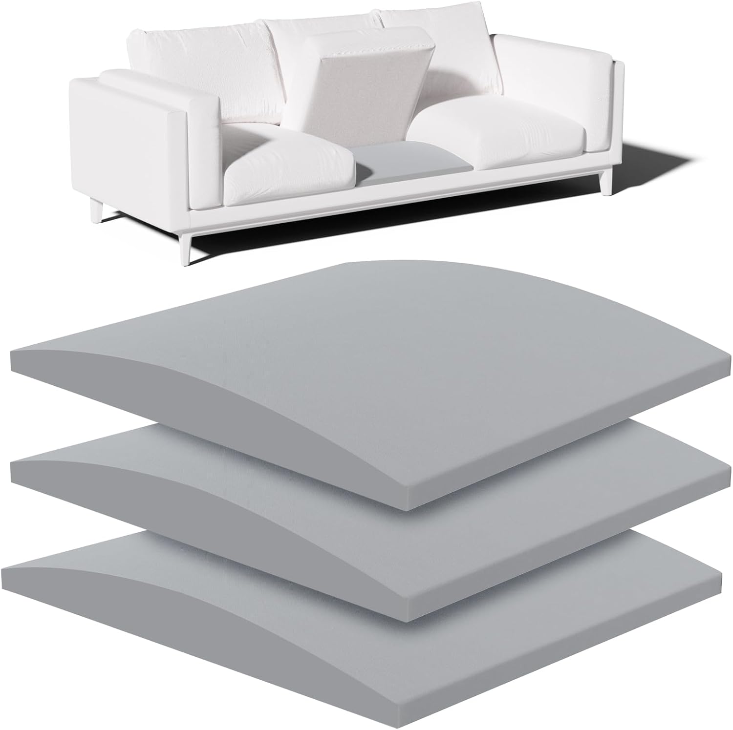 Couch Cushion Support for Sagging Seat – 3 Pack 20x20x3.15 Inch Sofa Cushion Board Saver & Replacement Insert for Saggy Couch or Chair, Quick No-Tool Install with 40D High Density Foam