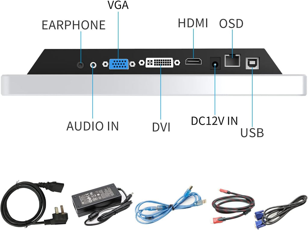 GreenTouch 10.4 Inch PCAP Multi-Touch Touchscreen Monitor - HDMI/VGA/DVI Port Built-in for Kisok - 800 * 600 Resolution