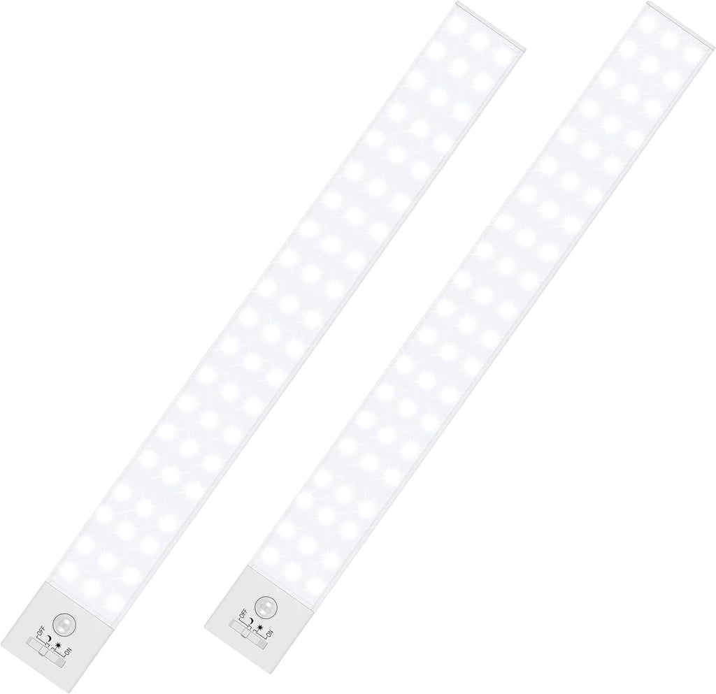 BLS 60 LED Closet Lights Battery Powered LED Lights, Super Bright Under Cabinet Lighting, Wireless Motion Sensor Light Indoor, 2400mah Rechargeable Battery Operated Lights, 120 Days Run Time (2 Pack)