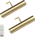 Royal Designs, Inc. Cordless Remote Control LED Picture Light, Dimmable with Timer Function, Brushed Satin Brass, 10.75 Inches, 2 Pack
