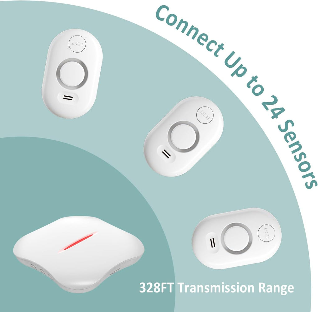 WiFi Water Leak Detector for Home with App Notification, 1 2.4Ghz Gateway + 6 WD61 Sensor, 120dB Water Flood/Drip Alarm for Basement/Kitchen/Bathroom/Toilet/Laundry Room,Sink/Pipe/Faucet Leakage Alert