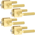 Asidrama 4 Pack Gold Privacy Door Handles, Door Lever with Door Knobs Indoor for Bedroom or Bathroom, Heavy Duty Door Handles Interior with Locks for Left Right Sided Doors