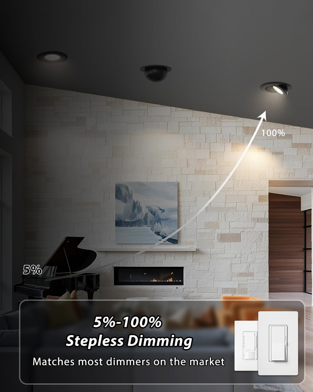 Adetu Recessed Lighting 6 inch, 360°+90° Adjustable Directional 6 inch 5CCT Gimbal Black Led Recessed Lighting, 2700K-5000K Dimmable Retrofit Eyeball Can Recessed Lights with Jbox, ET（Black-12 Pack）