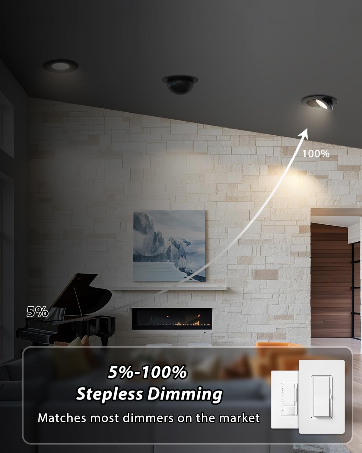 Adetu Recessed Lighting 6 inch, 360°+90° Adjustable Directional 6 inch 5CCT Gimbal Black Led Recessed Light, 2700K-5000K Dimmable Retrofit Eyeball Can Recessed Lights with Jbox, ET (Black,1 Pack)