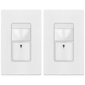 TOPGREENER Motion Sensor Switch, PIR Sensor with Ambient Light Level, 𝐍𝐨 𝐍𝐞𝐮𝐭𝐫𝐚𝐥 𝐑𝐞𝐪𝐮𝐢𝐫𝐞𝐝, Ground Wire Required, Occupancy & Vacancy Modes, Single Pole, TDOS5-JM-W-2PCS, White