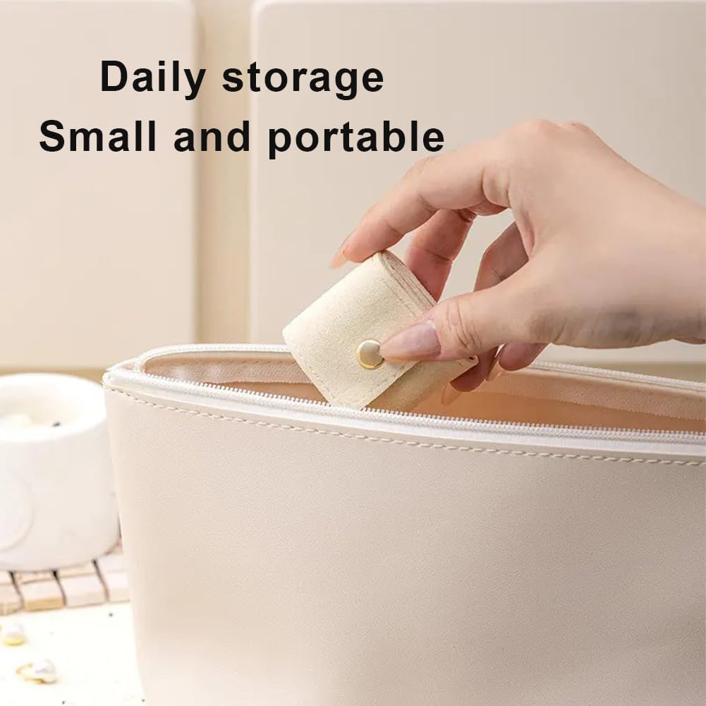 3Pcs Mini Travel Jewelry Bag with Buckle,Small Travel Jewelry Organizer Case,Foldable Jewelry Roll for Journey Rings, Necklaces, Earrings, Bracelets-Lightweight Jewelry Storage Organizer