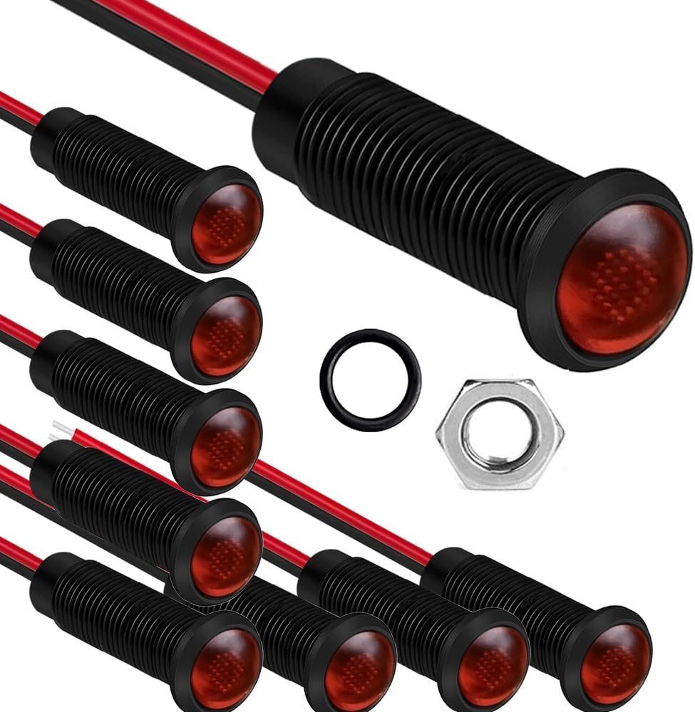 10pcs LED Plastic Indicator Pilot Light 110VAC Mounting Hole Size 6mm(Red)