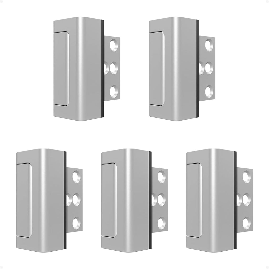 5 Pack Home Security Door Reinforcement Lock, Childproof Safety Door Lock Latch Stopper, Removable Screw-Mounted, Prevent Home Unauthorized Entry, Aluminum Construction, Withstands 800 lbs