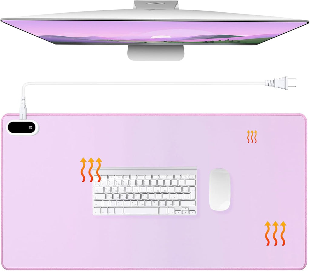 Konohan Heated Large Desk Mat PU Leather Warm Mouse Pad with 5 Heating Level & 4 Hour Auto Shut-Off Heating Keyboard Pad Warmer Gaming Mice Mat Only Supports 110v(Purple Color,23.6"x 14.2")