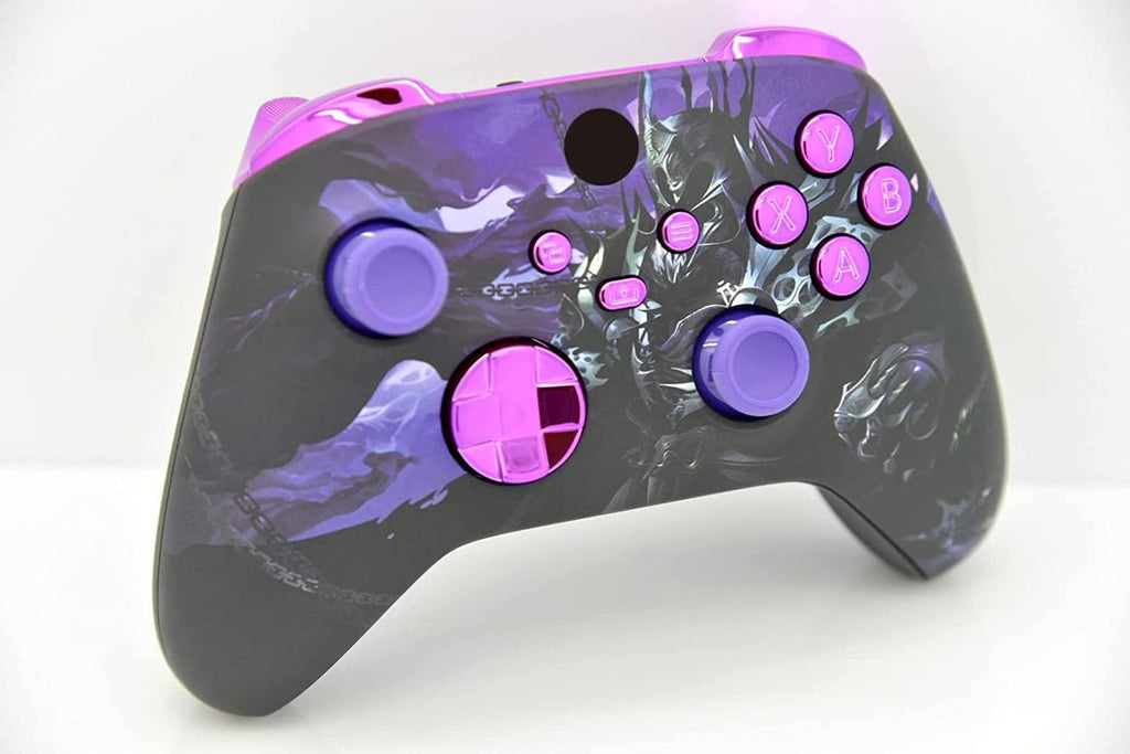 Hand Airbrushed Fade Custom Controller Compatible with Series X/S & One (Series X/S Purple Knight W/Purple Chrome Inserts)