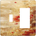Decorative Outlet Covers Golden Leaf Red Peony Flowers Floral 2 Gang 1 Gang Wall Plate Cover Single Toggle Rocker Combo Light Switch Cover Plate Face Plate