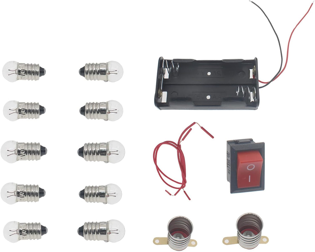 1set Electrical Circuit Experiment Kit Black DIY Physics Electric Circuit Learning Starter Kit for Home School Educational Kit (Bulb Rated Voltage: 2.5V)