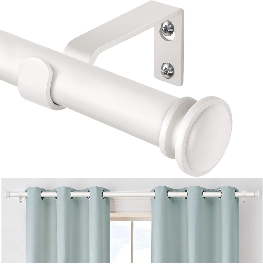TONIAL Curtain Rod 32 to 86 Inch, Telescoping Splicing 3/4 Drapery Rods for Windows Decorative Single Rod with Small Cap End, Warm White