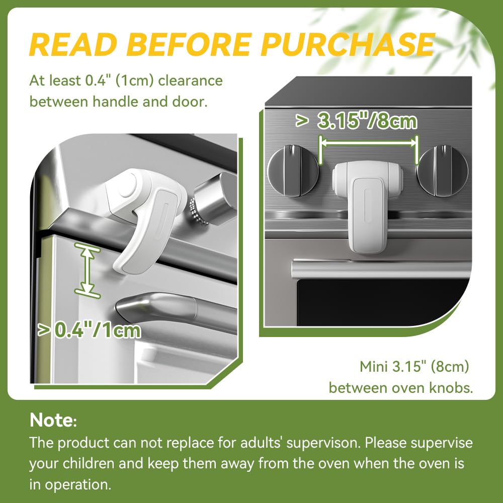 SAFELON 1 PC Baby Safety Oven Door Lock, Kitchen Safety Locks for Babies, Childproof Oven Locks for Kids, Heat-Resistant, No Screws & Drilling (White)
