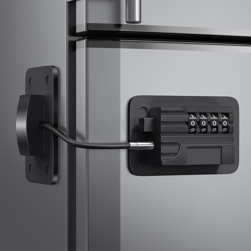 Upgraded Combination Fridge Lock for Child Safety, Keyless Refrigerator & Freezer Lock with Code for Kids, Black