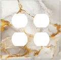 Gold Marble Crack Simple Abstract Print Outlet Covers 2 Gang Double Duplex Decorative Light Switch Covers Electrical Wallplates Socket Faceplate for Bathroom Kitchen Home Decor