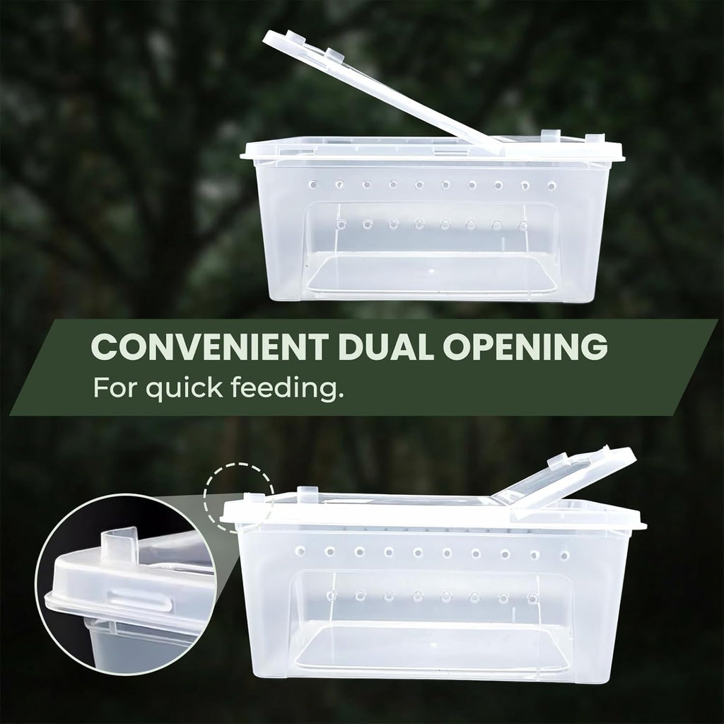 10 Pcs Reptile Enclosure Breeding Box Cage Kit, Portable Plastic Snake Transparent Animal Indoor Habitat Cage Turtle Box Critter Keeper Digital Thermometer Hygrometer, Feeder Dish & More | by Cotkkstt