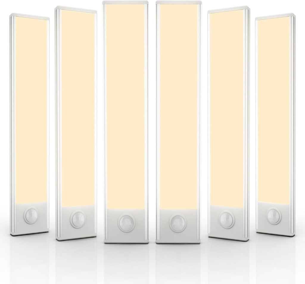 6 Pack Under Cabinet Lighting Wireless, 32 LED Rechargeable Battery Motion Sensor Light Indoor, Stick On Magnetic Closet Lights, Under Counter Lights for Kitchen, Stairs, Warm 8 in
