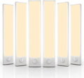6 Pack Under Cabinet Lighting Wireless, 32 LED Rechargeable Battery Motion Sensor Light Indoor, Stick On Magnetic Closet Lights, Under Counter Lights for Kitchen, Stairs, Warm 8 in