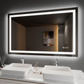 Amorho 50"X32" LED Bathroom Mirror, Front and Backlight Stepless Dimmable, Wall Mirrors with Defogger, Shatter-Proof, Memory, 3 Colors Lighting, Double LED Vanity Mirror, ETL Listed.