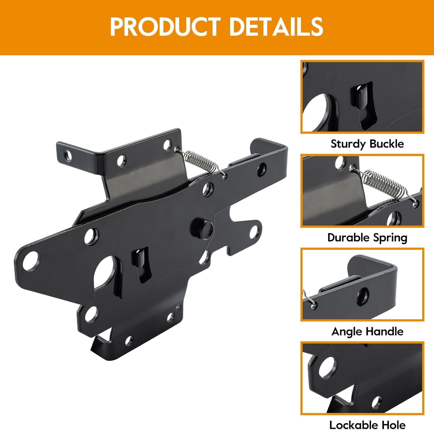 HOME MASTER HARDWARE Heavy Duty Self-Locking Gate Latch for Wooden Fence, Post Mount Automatic Gate Lock, Fence Gate Latch for Pool/Outdoor Garden/Vinyl, Black Finish