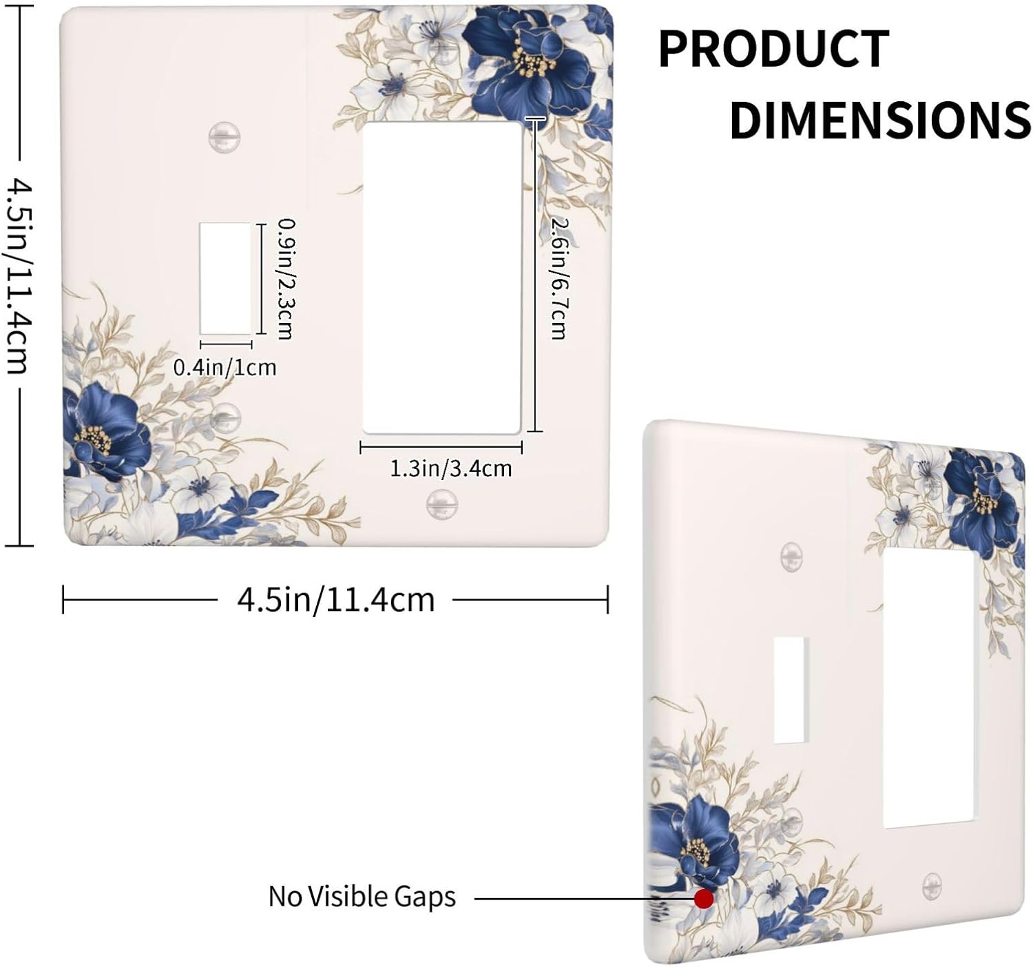 Decorative Outlet Covers Rustic Blue White Flowers Floral Penoy 2 Gang 1 Gang Wall Plate Cover Single Toggle Rocker Combo Light Switch Cover Plate Face Plate