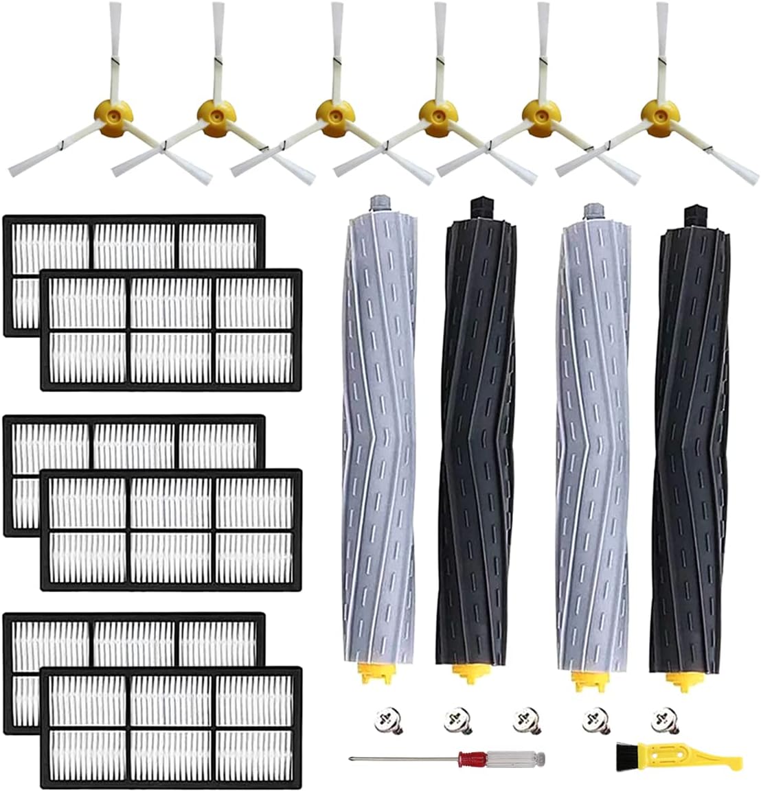 MZY LLC 23 Pack Replacement Parts for iRobot Roomba 800 900 Series 960 850 860 870 871 880 890 980 985 Vacuum Cleaner, Replenishement Kit with 2 Set Debris Extractor + 6 Filters + 3 Side Brushes