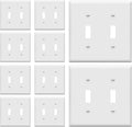 ENERLITES Double Toggle Light Switch Wall Plate, Size 2-Gang 4.50" x 4.57", Unbreakable Polycarbonate Thermoplastic, 8812-W-10PCS, White (10 Pack)